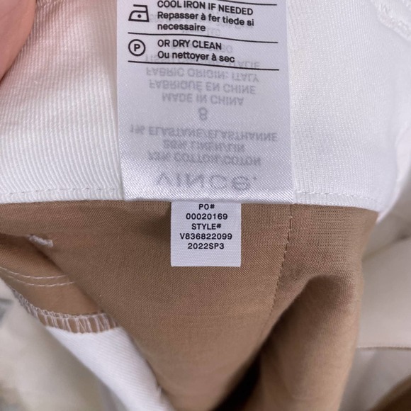 VINCE Belted Linen Blend Twill Shorts White 8 - Picture 9 of 9